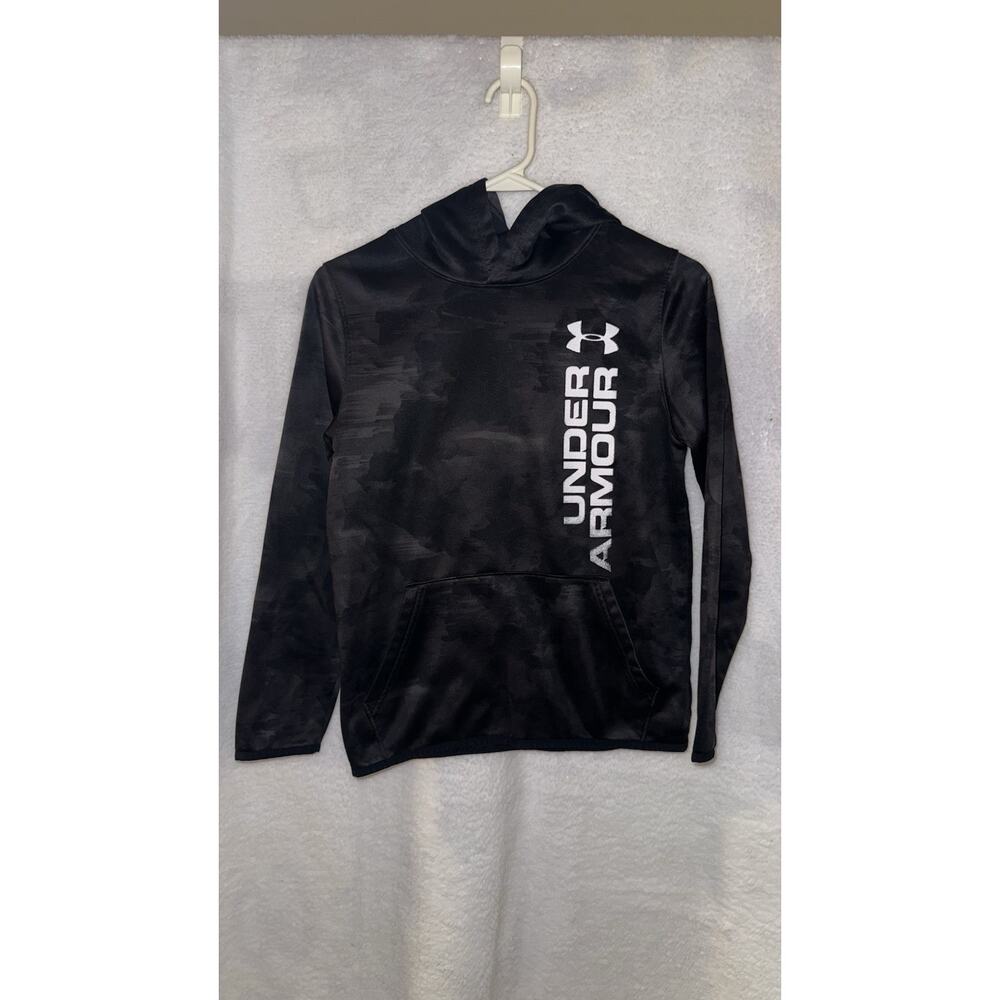 Under Armour Boys Youth Large Black Camo Hoodie Pullover Athletic UA